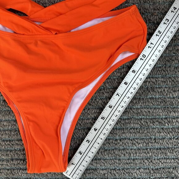 Shein Twist Front Push Up 2 Piece Bikini Swimsuit Set Orange Size Large Cheeky - Picture 8 of 13